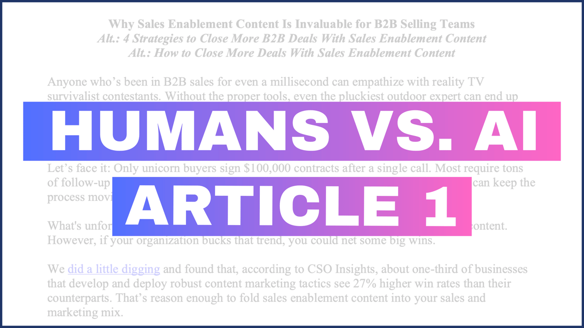 Humans vs. AI: Article 1